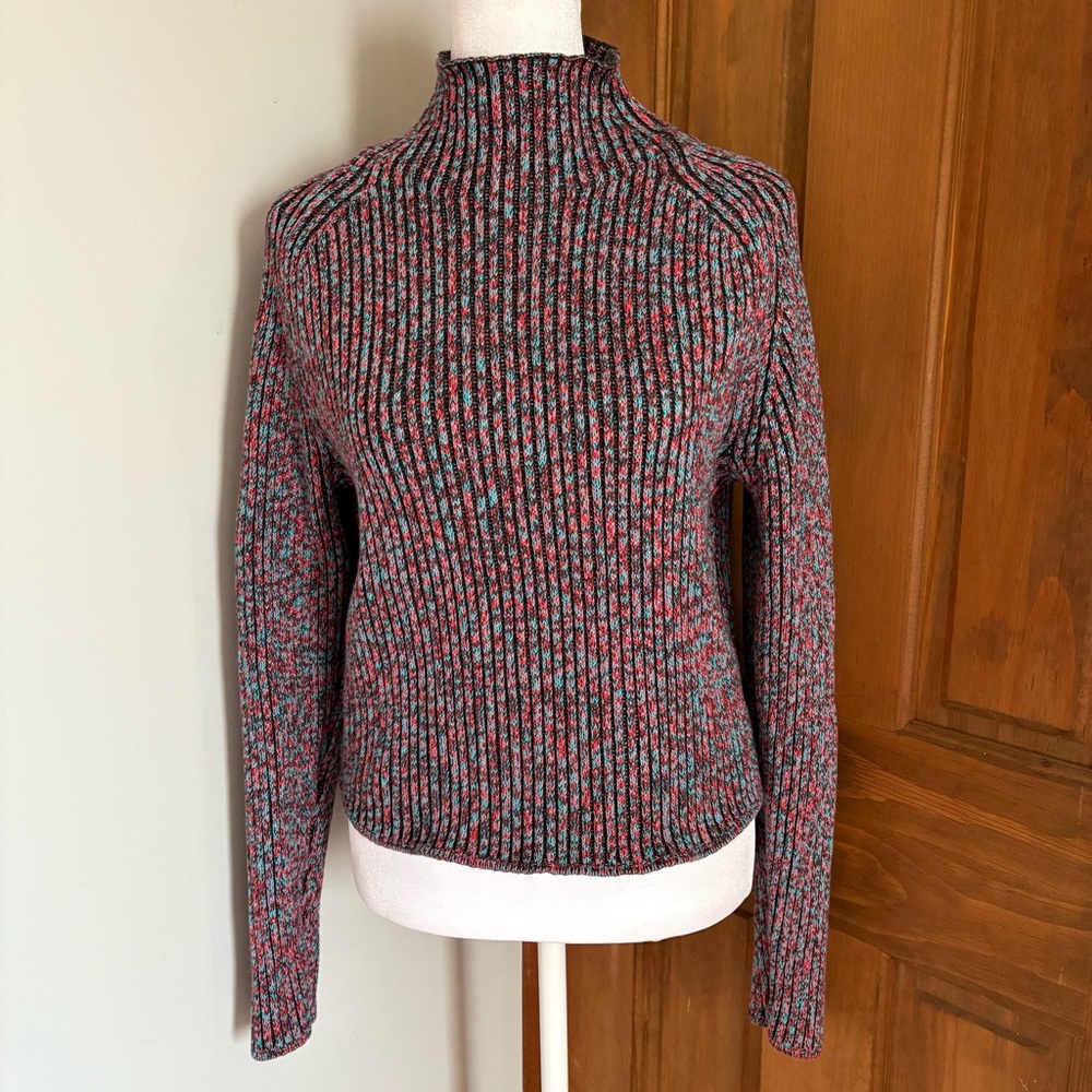 Lululemon Sz 4 Marled Knit Mock Neck Pullover Sweater Cashmere Wool Cotton Blend